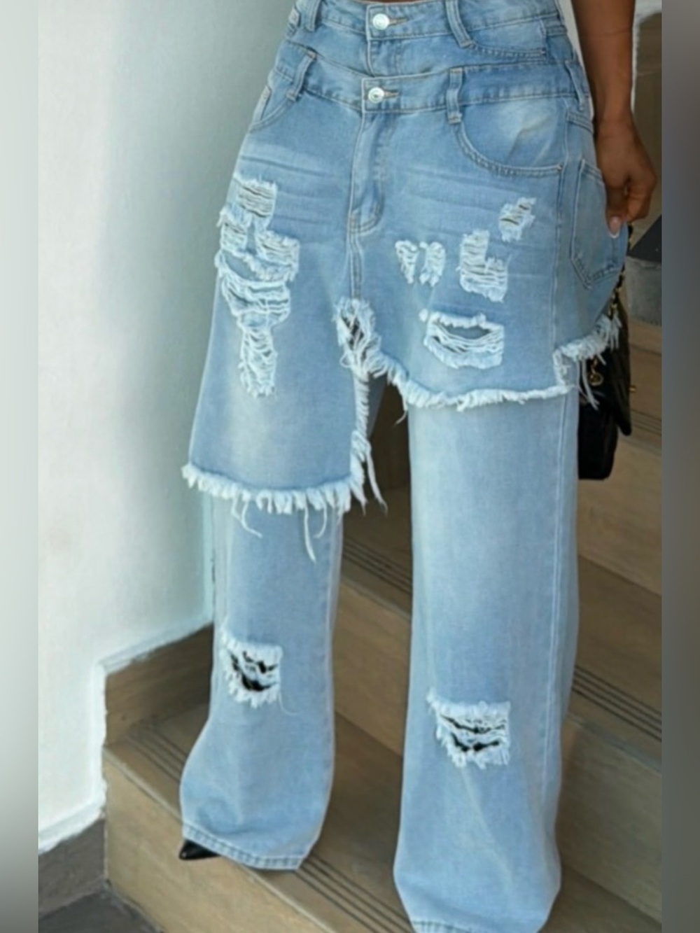 Baddie Layered Skirt Jeans
